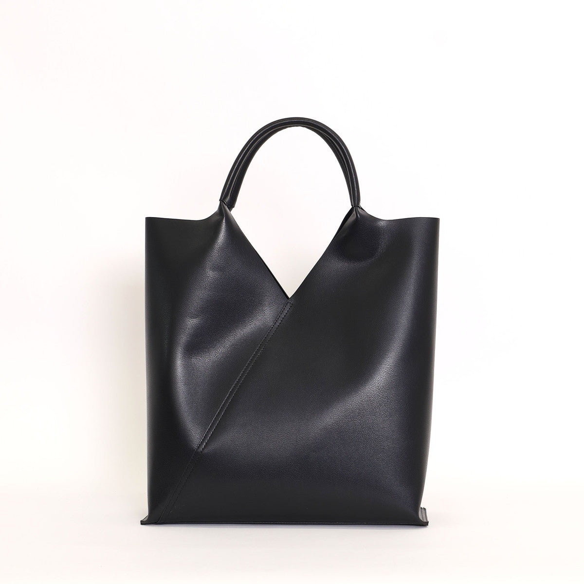 COOCO Fake Leather Diagonal Cut Tote Bag / A4 Compatible