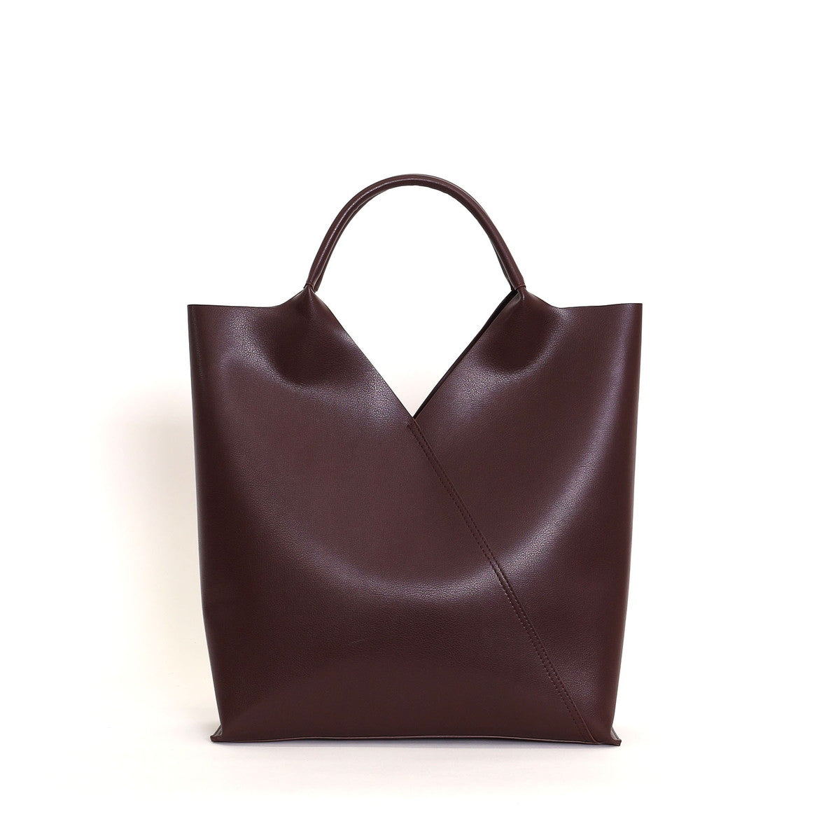 COOCO Fake Leather Diagonal Cut Tote Bag / A4 Compatible