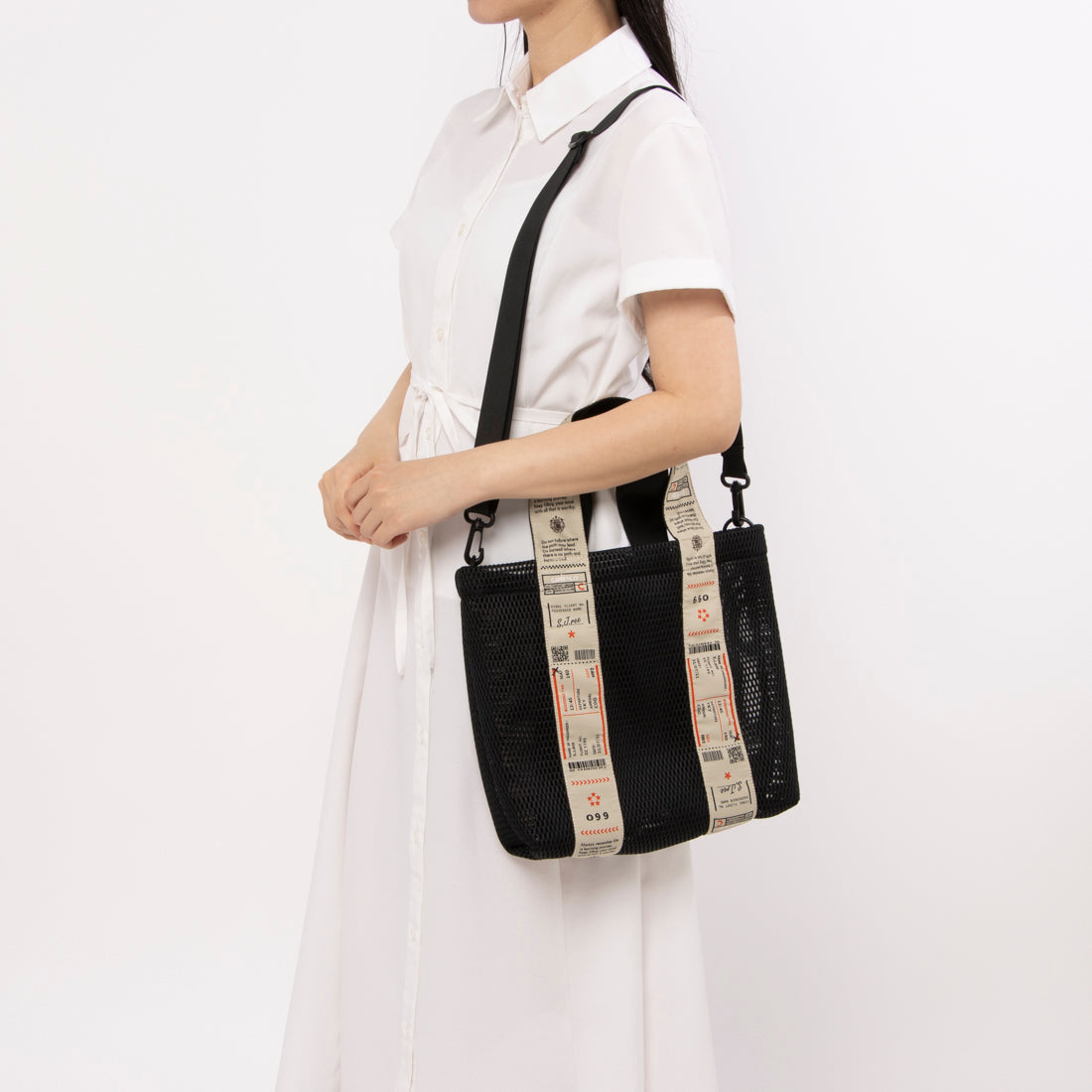 クーコ COOCO ロゴテープメッシュ2WAYトートバッグ