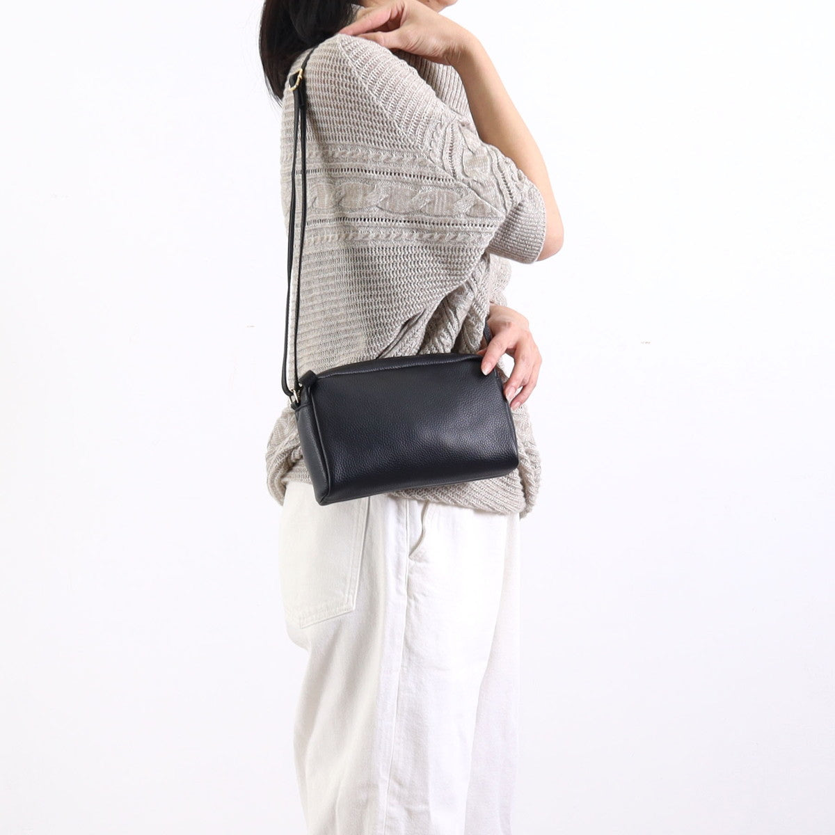 COOCO COOCO Shrink Leather Horizontal Box Shoulder Bag