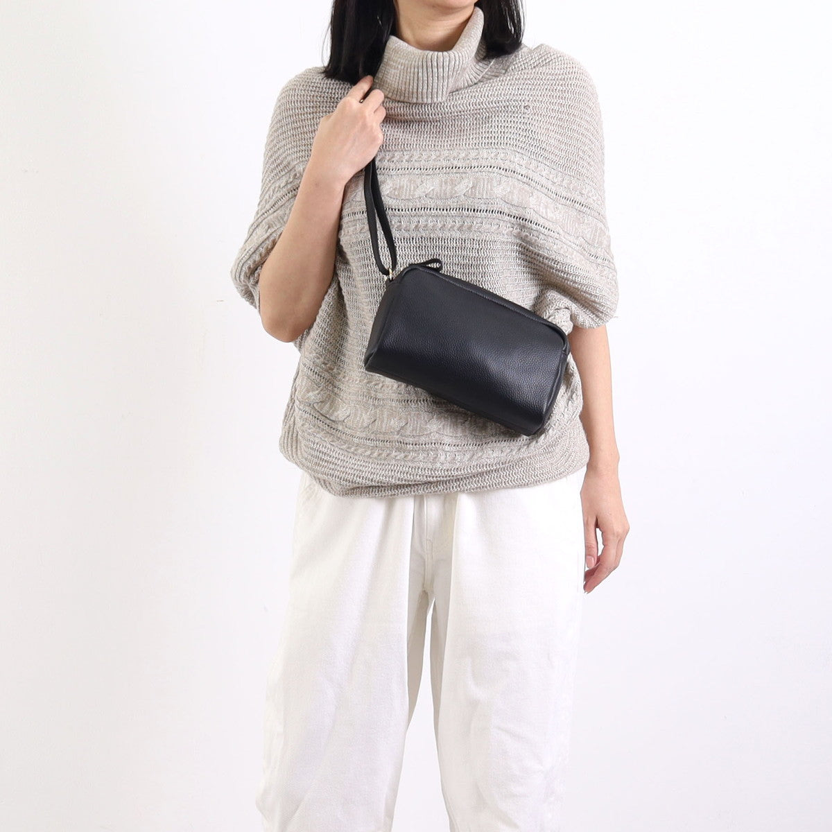 COOCO COOCO Shrink Leather Horizontal Box Shoulder Bag