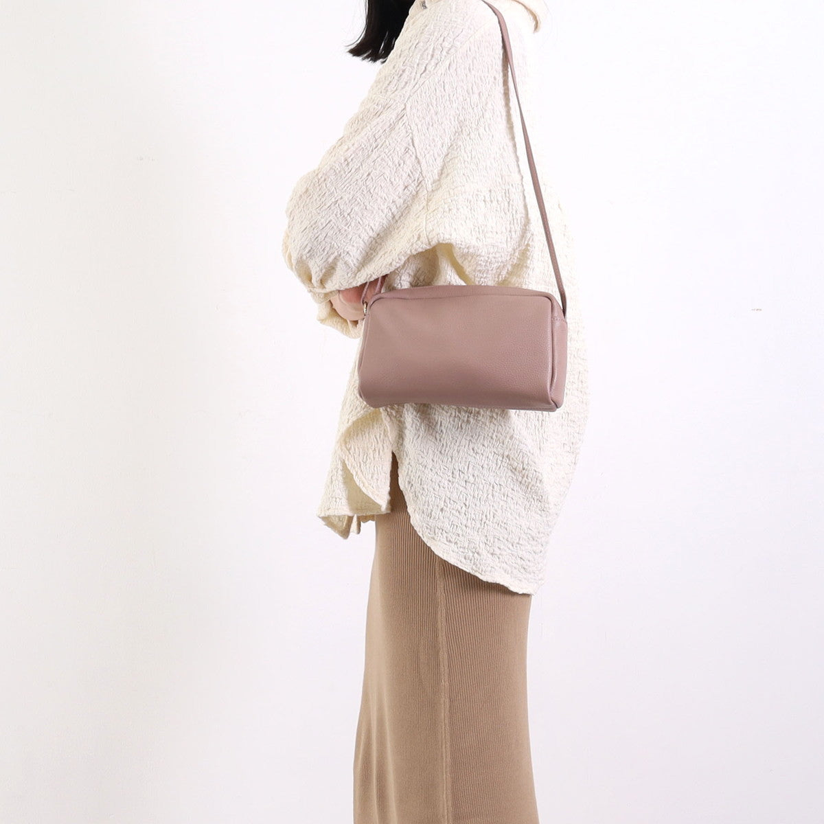 COOCO COOCO Shrink Leather Horizontal Box Shoulder Bag