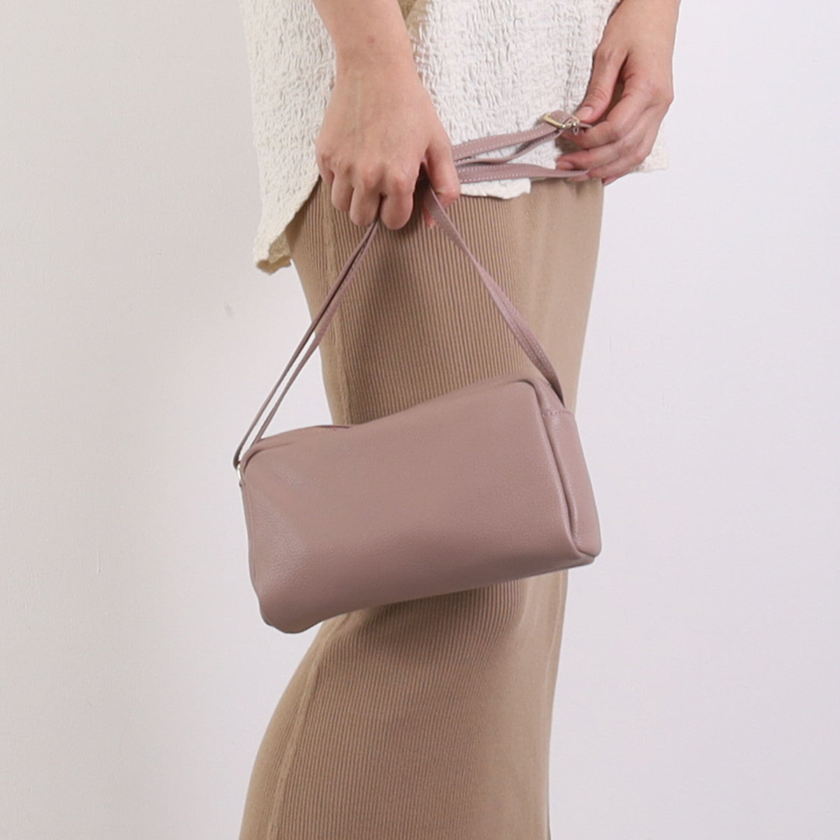 COOCO COOCO Shrink Leather Horizontal Box Shoulder Bag