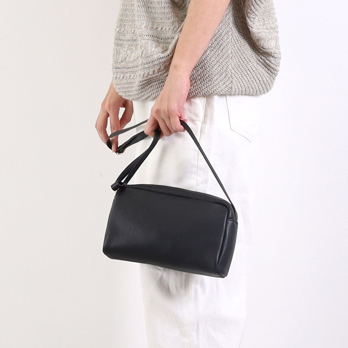 COOCO COOCO Shrink Leather Horizontal Box Shoulder Bag