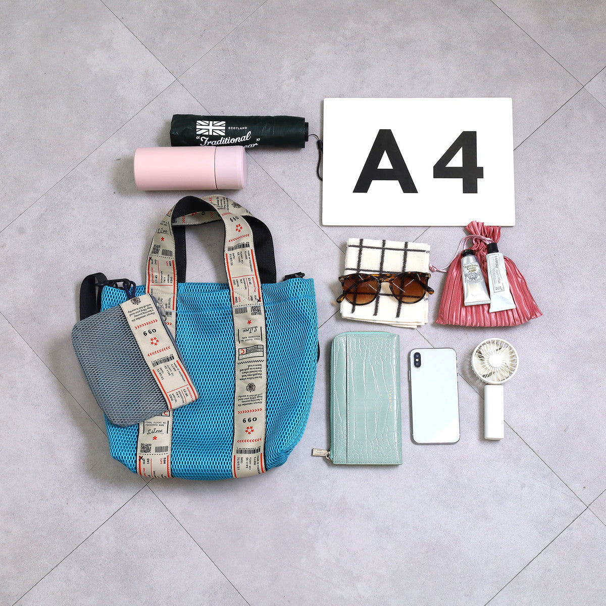 クーコ COOCO ロゴテープメッシュ2WAYトートバッグ／A4対応