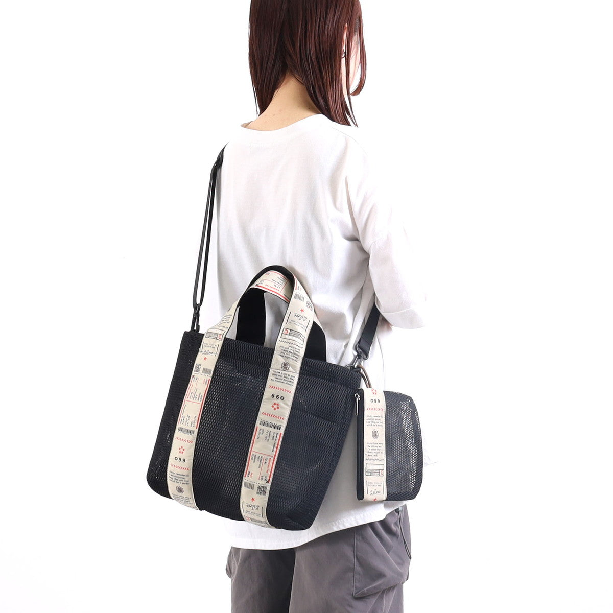 クーコ COOCO ロゴテープメッシュ2WAYトートバッグ／A4対応
