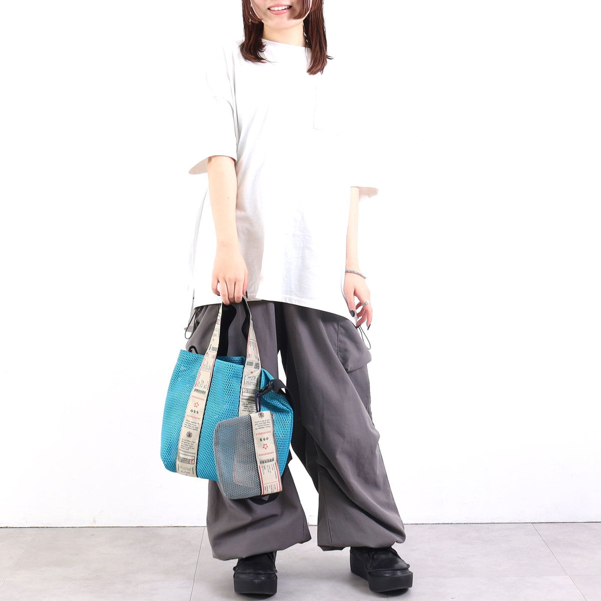 クーコ COOCO ロゴテープメッシュ2WAYトートバッグ／A4対応
