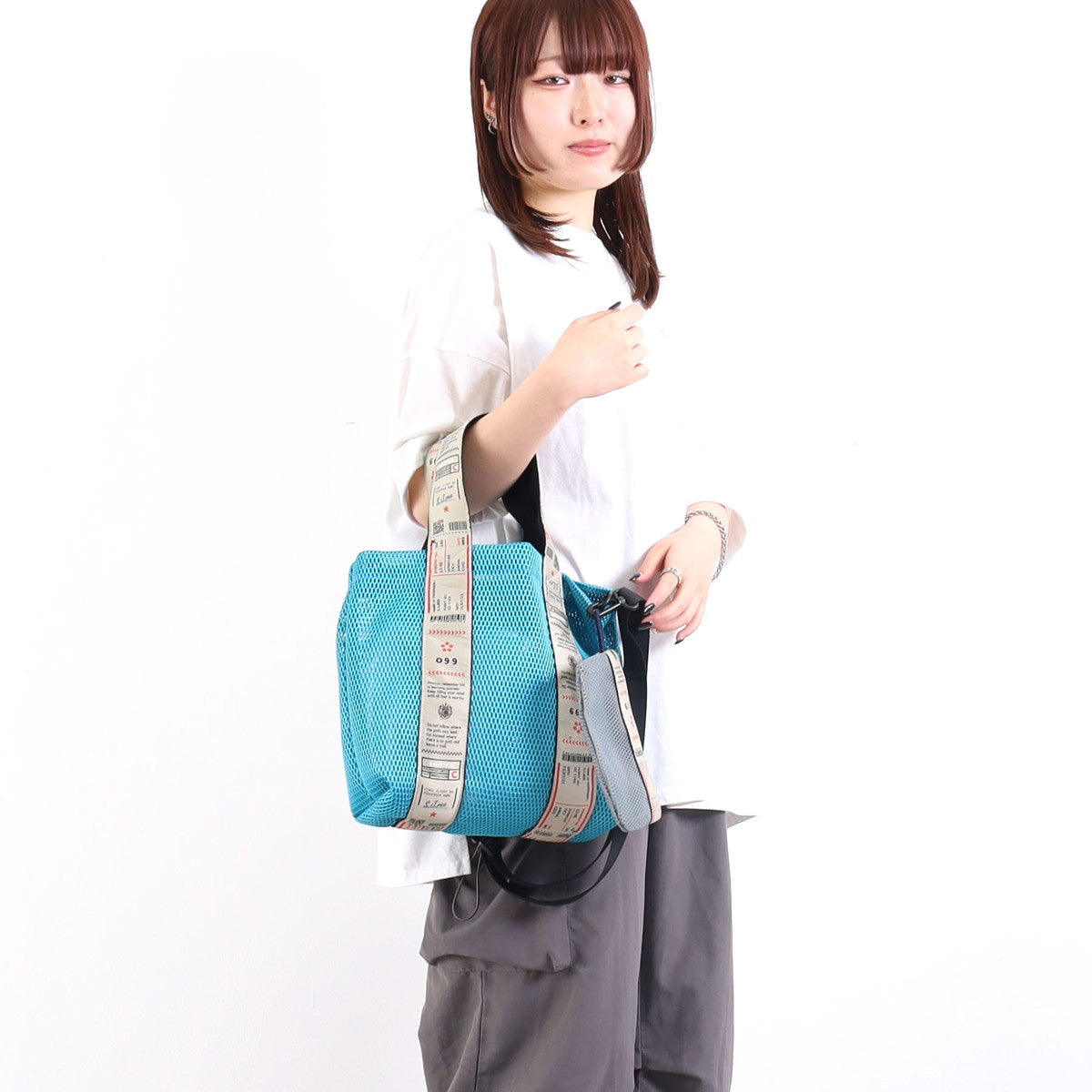 クーコ COOCO ロゴテープメッシュ2WAYトートバッグ／A4対応