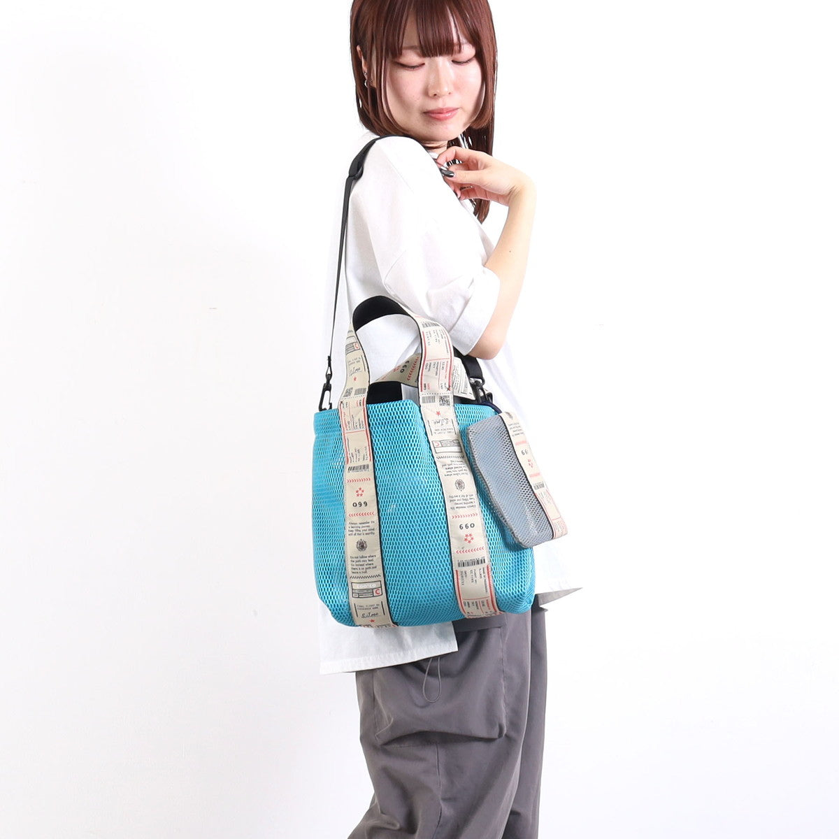 クーコ COOCO ロゴテープメッシュ2WAYトートバッグ／A4対応