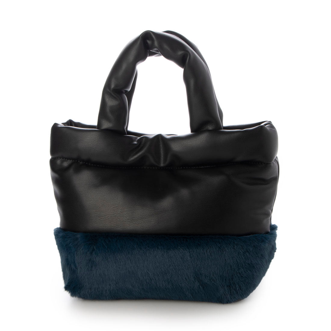 COOCO Eco Fur × Fake Leather Combination Tote Bag