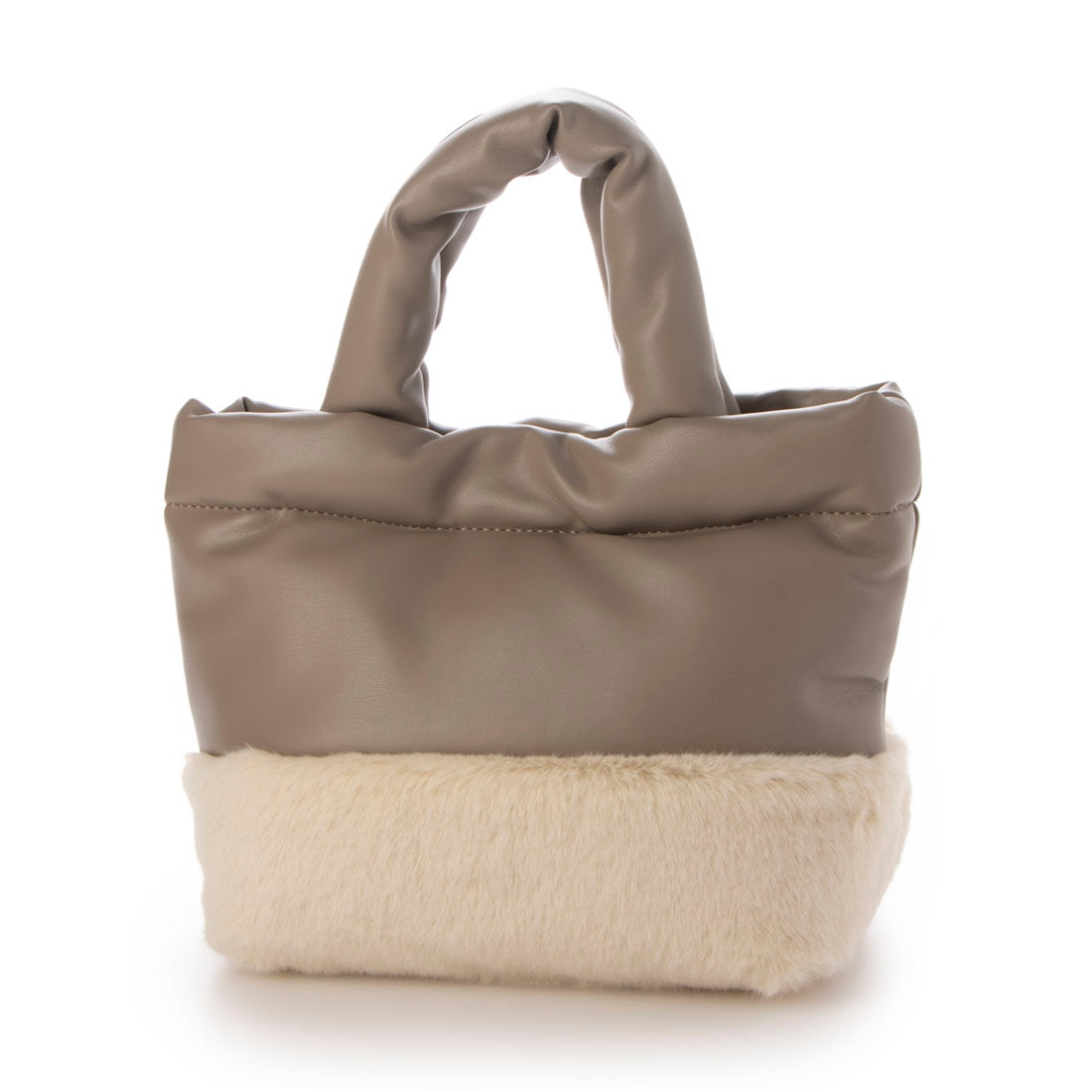 COOCO Eco Fur × Fake Leather Combination Tote Bag