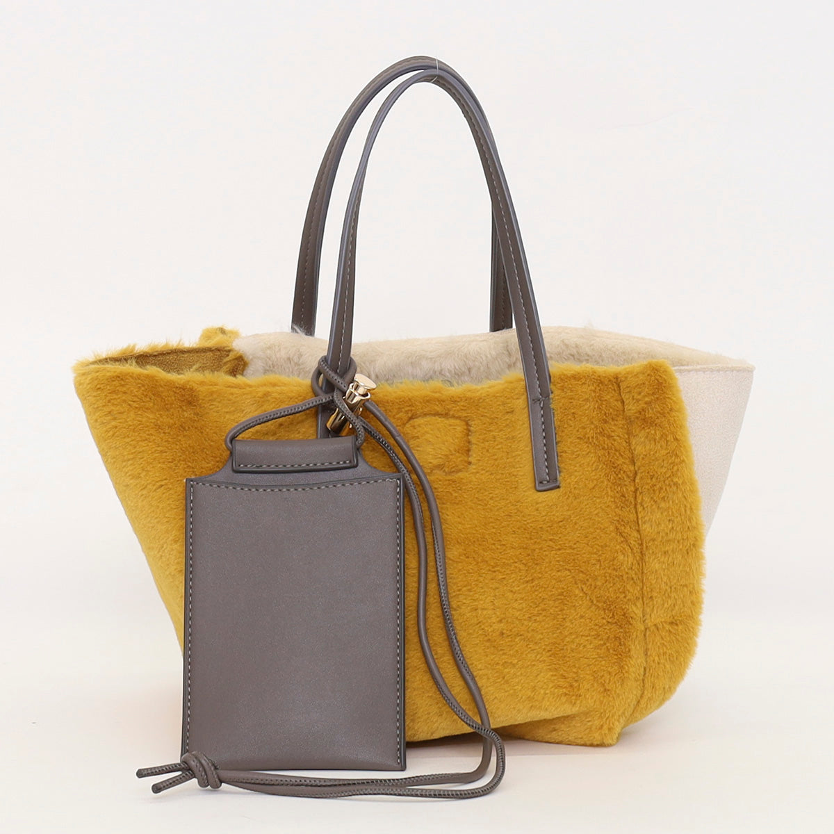クーコ COOCO ポーチ付リバーシブルムートン風配色バッグ