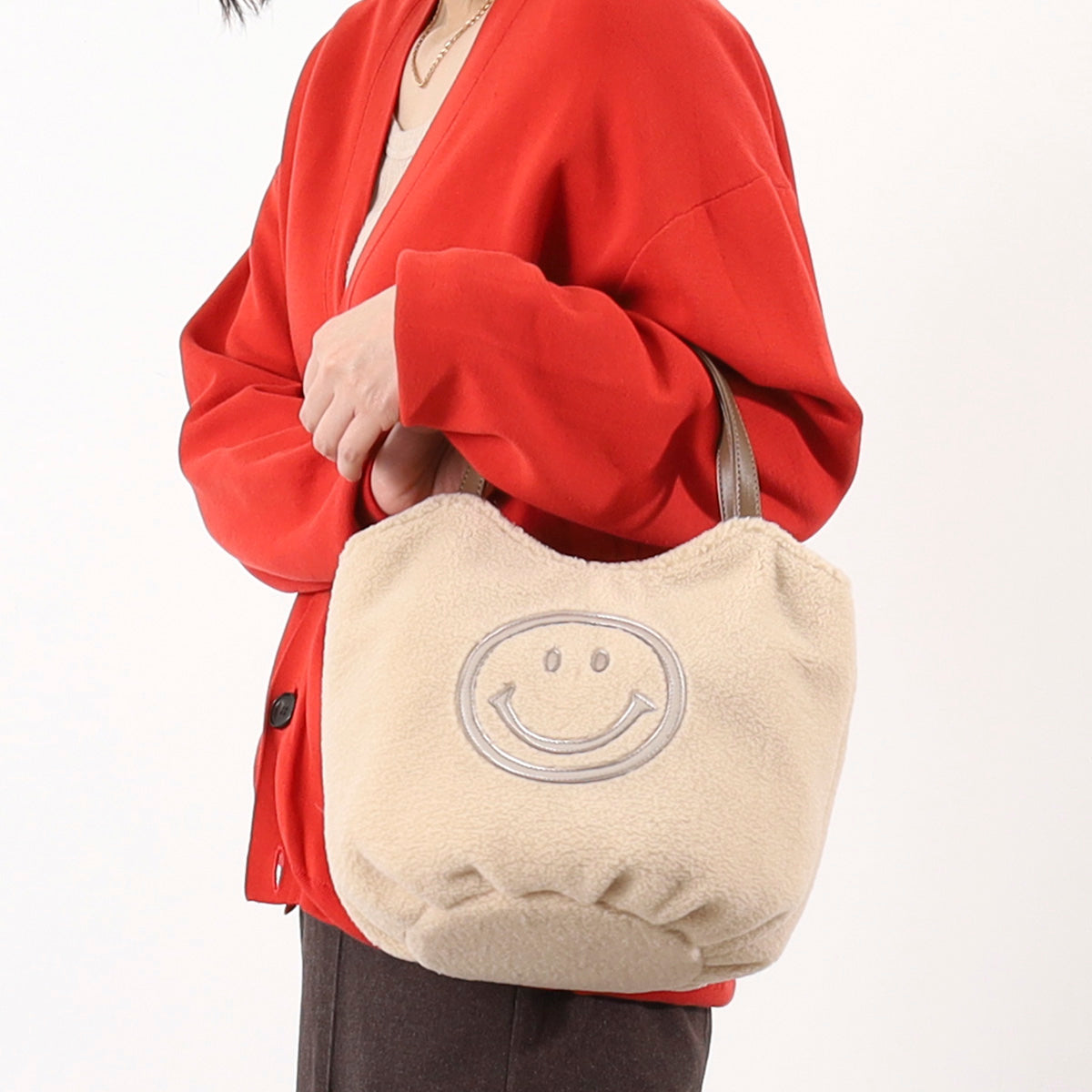 クーコ COOCO SMILEY／ボアコロントートバッグ