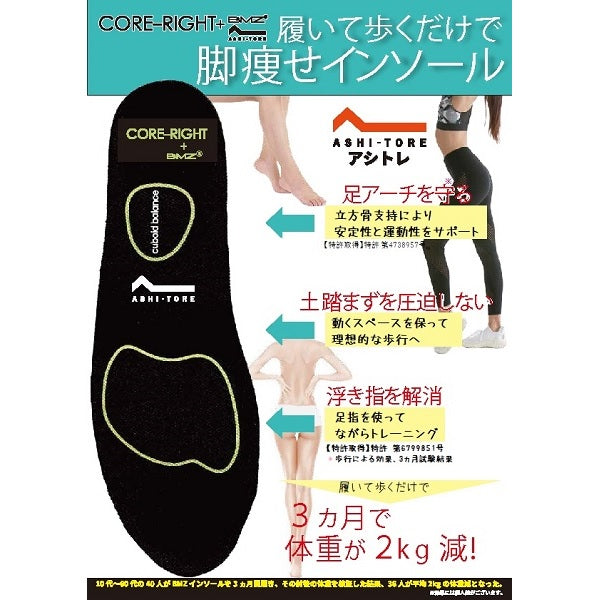 コアライト CORE-RIGHT 【日本製】 ゆったり3E 異素材コンビパンプス ウェッジソール BMZインソール搭載