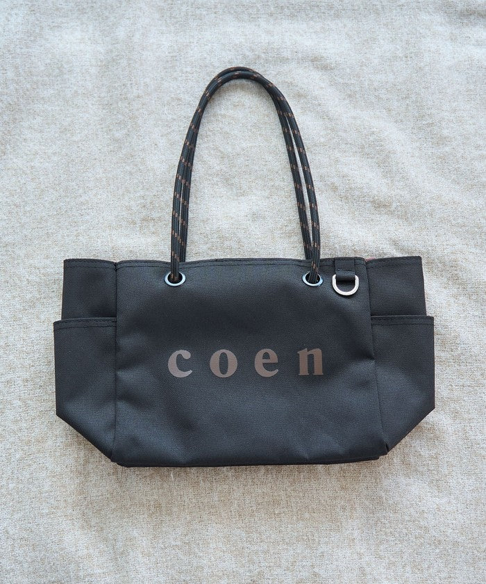 【一部WEBカラー・追加】coen（コーエン） ロゴ ポリキャンバストートバッグ（Mサイズ） MD.GRAY