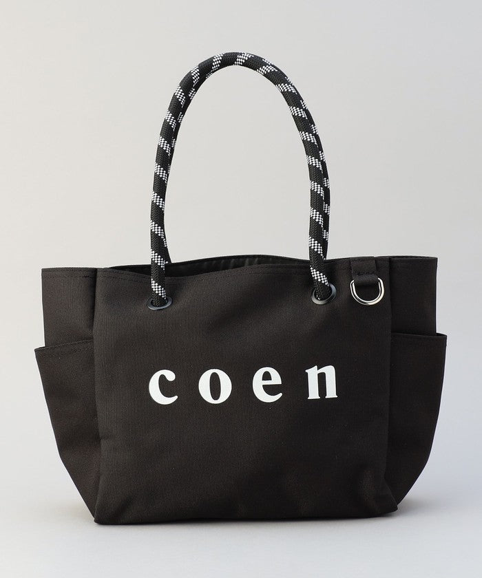 【一部WEBカラー・追加】coen（コーエン） ロゴ ポリキャンバストートバッグ（Mサイズ） MD.GRAY