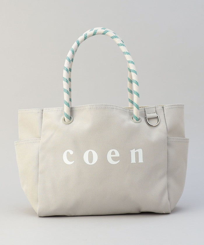 【一部WEBカラー・追加】coen（コーエン） ロゴ ポリキャンバストートバッグ（Mサイズ） MD.GRAY