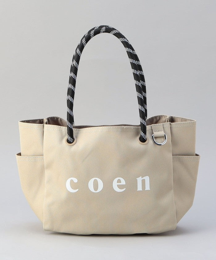 【一部WEBカラー・追加】coen（コーエン） ロゴ ポリキャンバストートバッグ（Mサイズ） MD.GRAY
