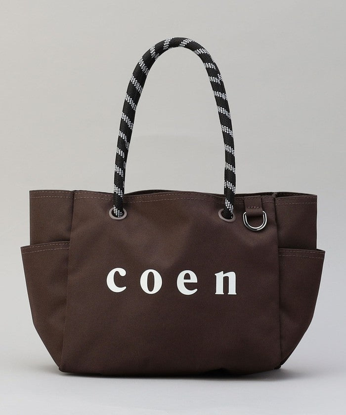 【一部WEBカラー・追加】coen（コーエン） ロゴ ポリキャンバストートバッグ（Mサイズ） MD.GRAY