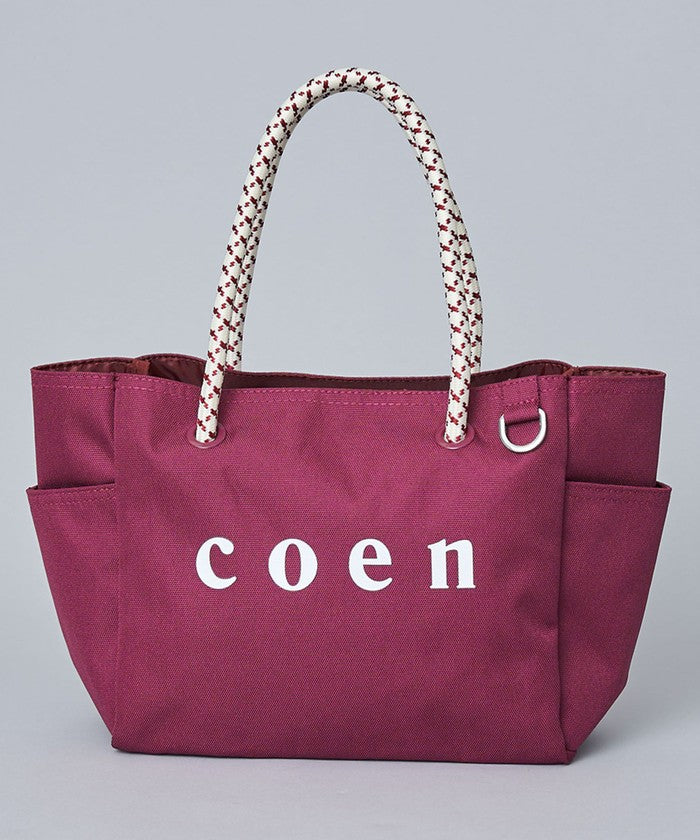 【一部WEBカラー・追加】coen（コーエン） ロゴ ポリキャンバストートバッグ（Mサイズ） MD.GRAY