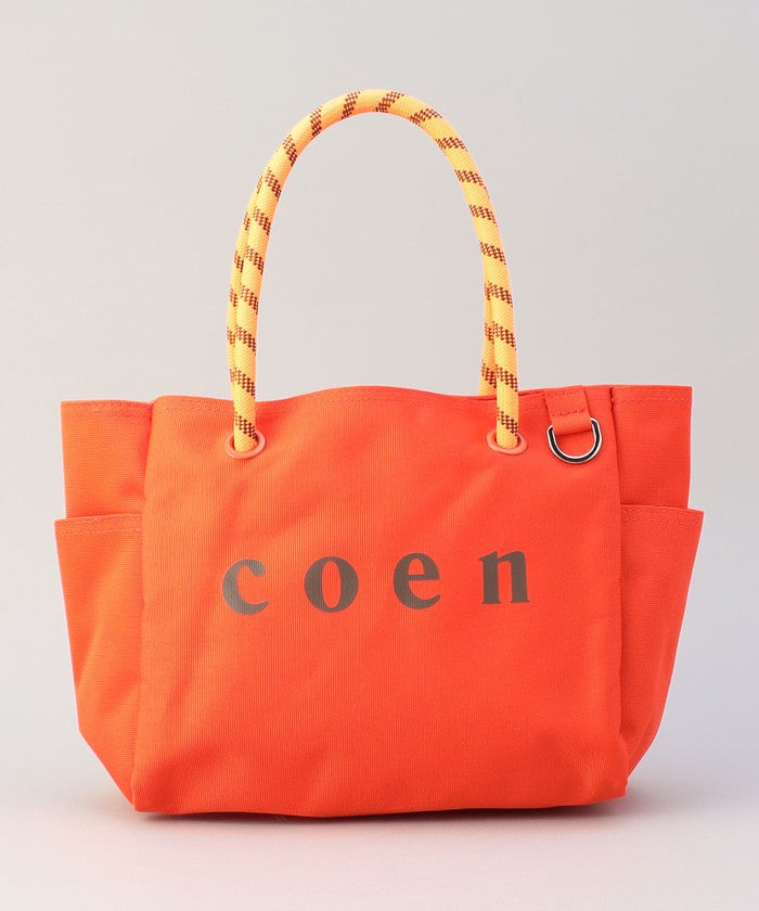 【一部WEBカラー・追加】coen（コーエン） ロゴ ポリキャンバストートバッグ（Mサイズ） MD.GRAY