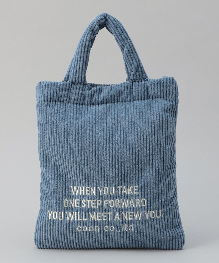 ロゴ刺繍コーデュロイショルダーバッグ LT.BLUE