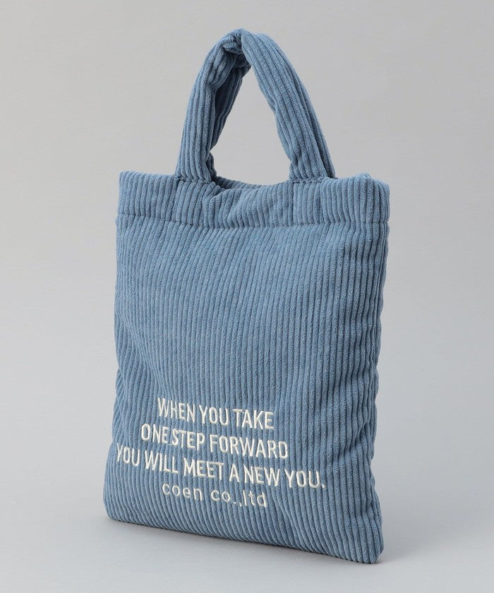 ロゴ刺繍コーデュロイショルダーバッグ LT.BLUE