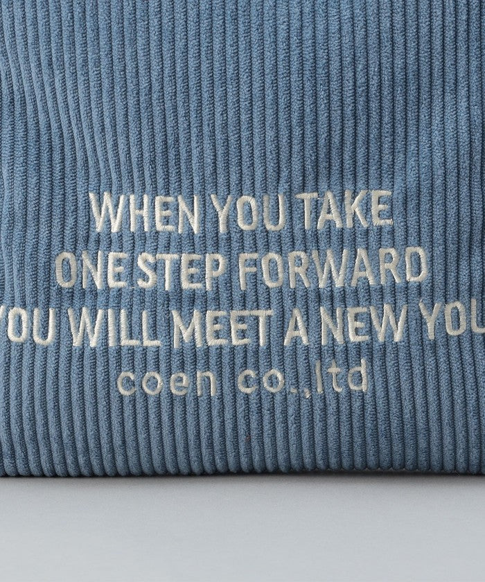 ロゴ刺繍コーデュロイショルダーバッグ LT.BLUE