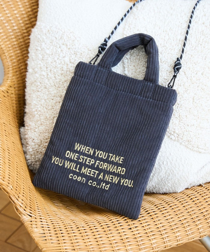 ロゴシシュウコーデュロイショルダー DK.GRAY