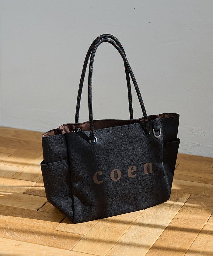 【一部WEBカラー・追加】coen（コーエン） ロゴ ポリキャンバストートバッグ（Mサイズ） その他2