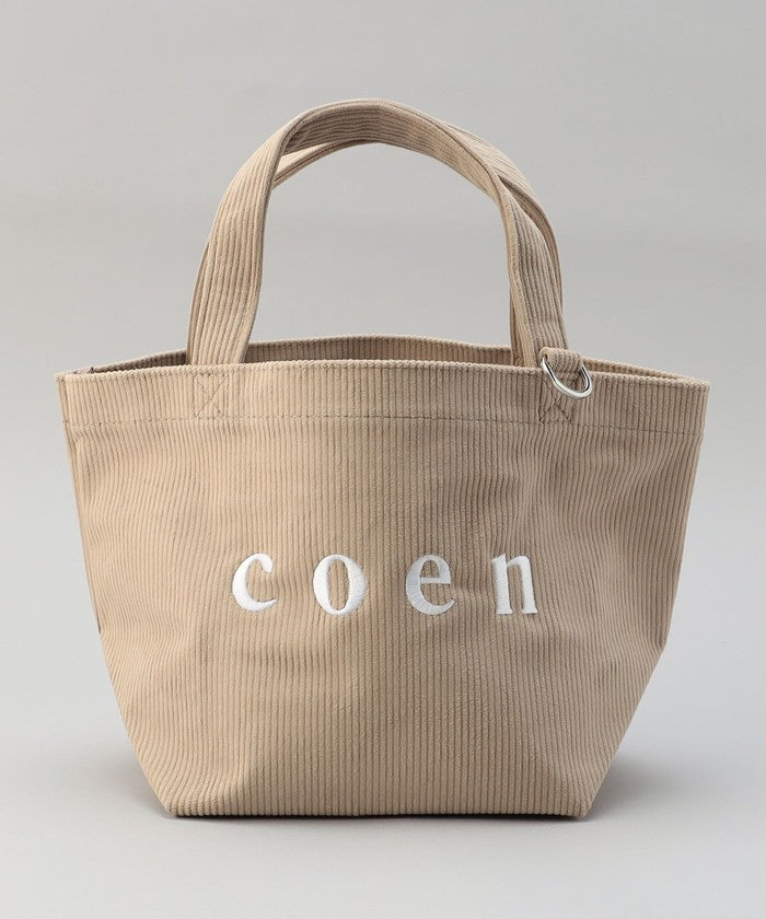 【一部WEB限定カラー・新素材】coen（コーエン）ロゴ アソートトートバッグ(Sサイズ) BEIGE