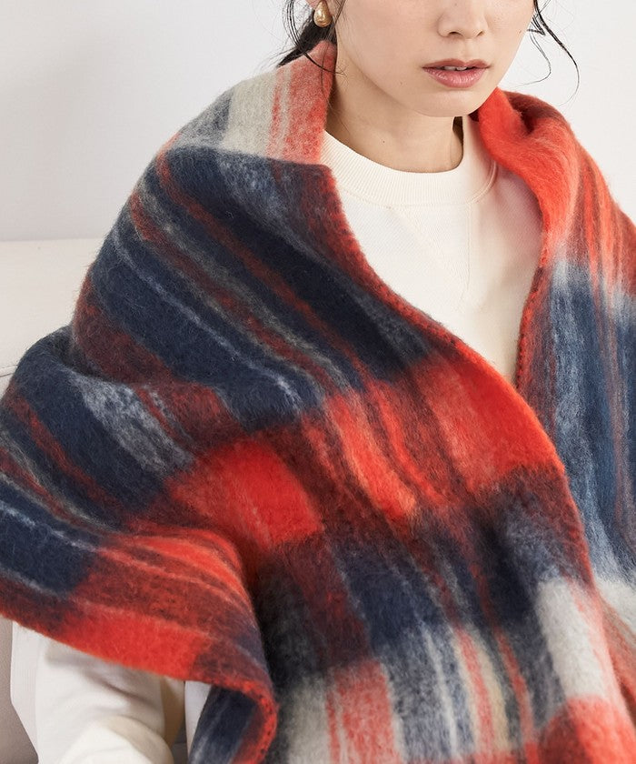 PANKAJ チェックボリュームマフラー COBALT