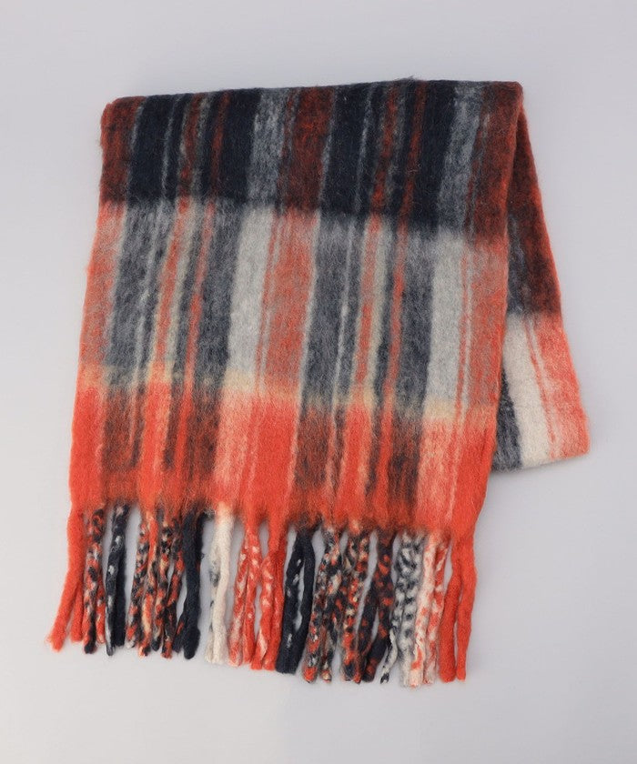 PANKAJ チェックボリュームマフラー COBALT