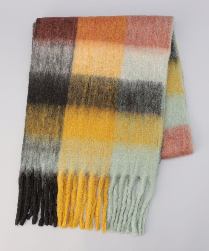 PANKAJ チェックボリュームマフラー COBALT