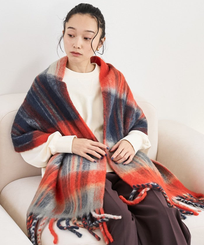 PANKAJ チェックボリュームマフラー ORANGE