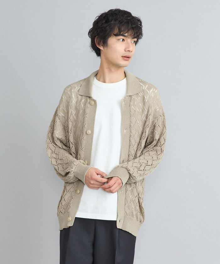 Linen Touch Mesh Cardigan