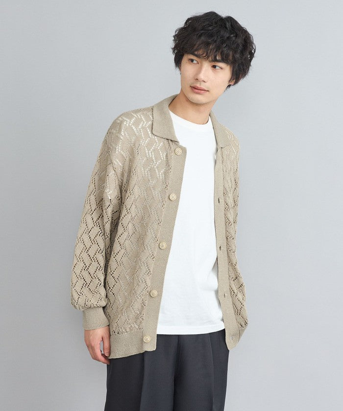 Linen Touch Mesh Cardigan