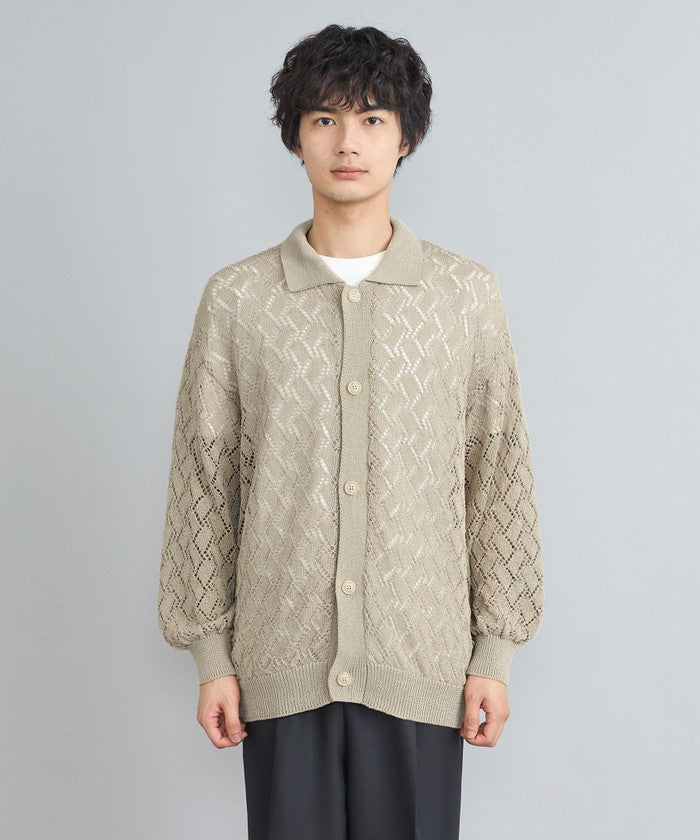 Linen Touch Mesh Cardigan