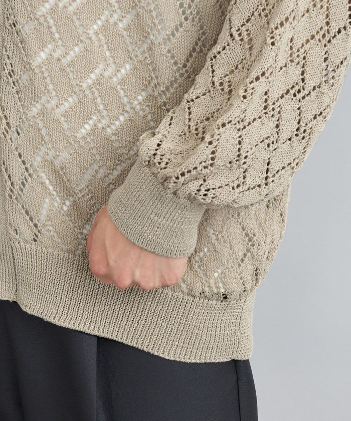 Linen Touch Mesh Cardigan