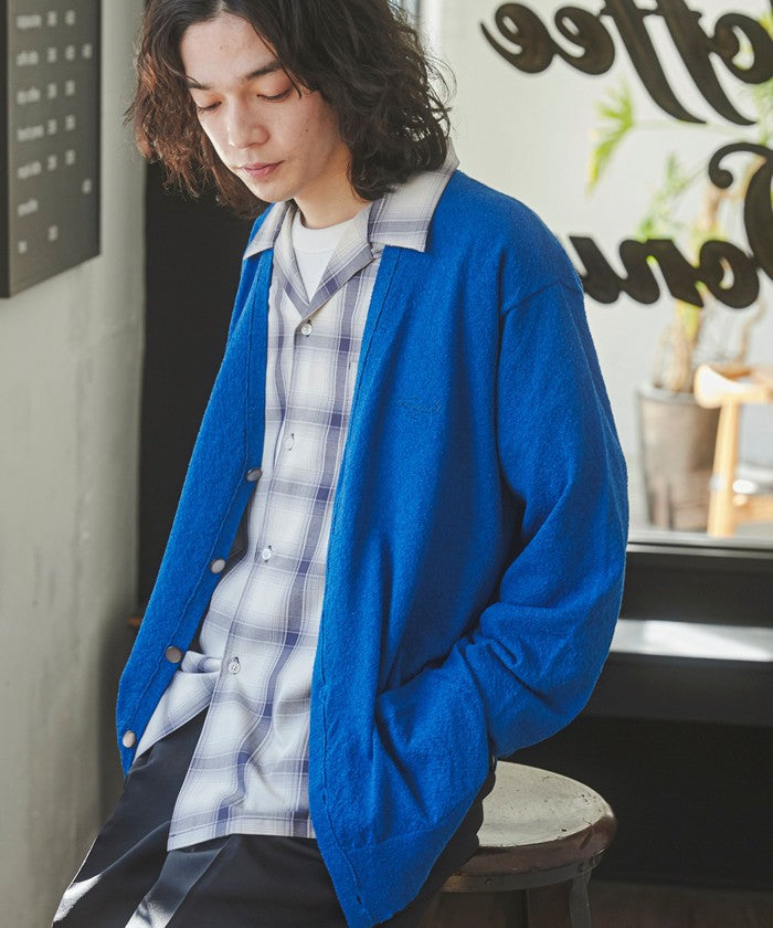 TOWNCRAFT別注ループヤーンニットカーディガン,COBALT