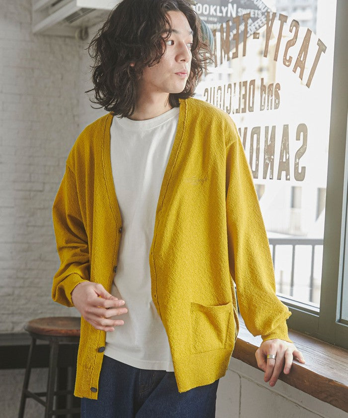 TOWNCRAFT別注ループヤーンニットカーディガン,MUSTARD