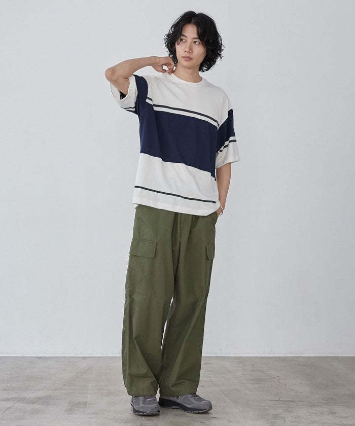 ジャガードメッシュ切替えTシャツ
