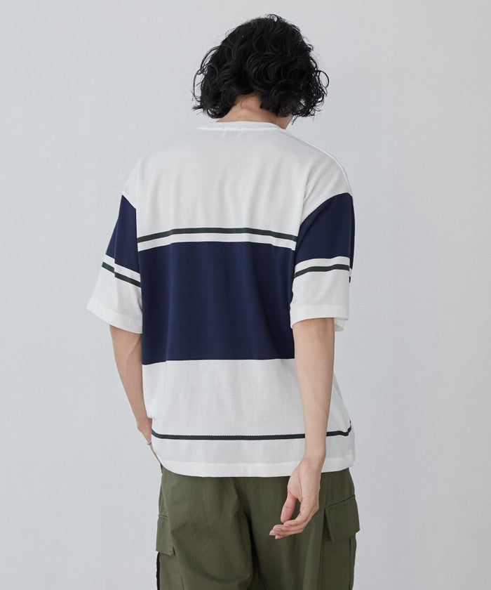ジャガードメッシュ切替えTシャツ