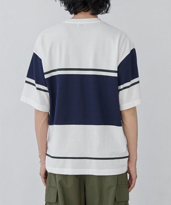 ジャガードメッシュ切替えTシャツ