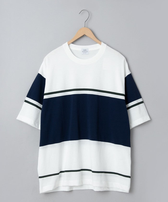 ジャガードメッシュ切替えTシャツ