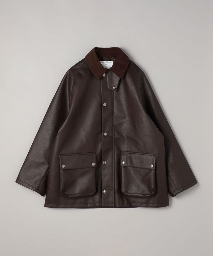 【カリフォルニアスポーツウェア】別注レザーライクハンティングジャケット,DK.BROWN