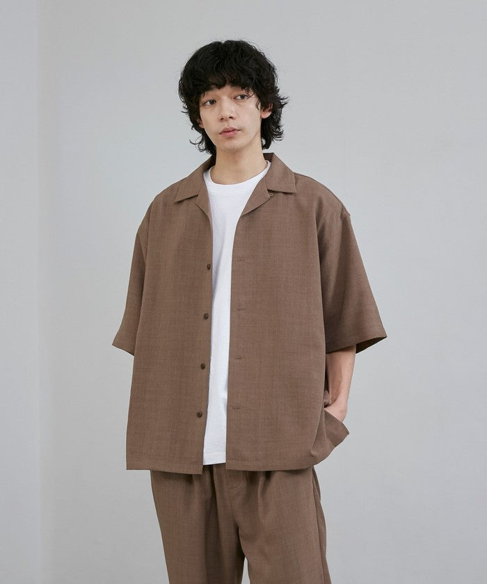 リネンライクオープンカラーシャツ MD.BROWN