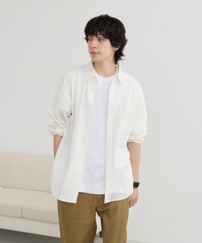 コーエン coen INDIA コットンリネンシャツLS （OFF WHITE） OFF WHITE