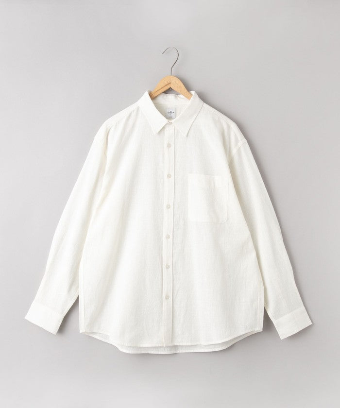 リネン混インドコットンシャツ OFF WHITE