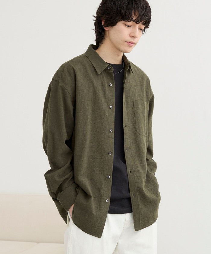 コーエン coen INDIA コットンリネンシャツLS （OLIVE） OLIVE